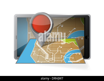 Tablette ordinateur portable navigation gps illustration design. Banque D'Images