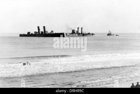 Voir des navires britanniques de Ostende, Belgique, WW1 Banque D'Images