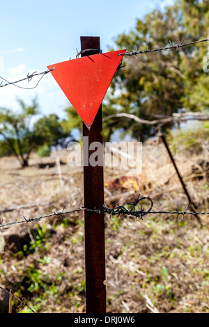 Champ de mines sur le plateau du Golan en Israël Banque D'Images