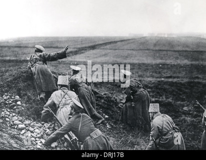 Reconnaissances de patrouille d'infanterie russe, WW1 Banque D'Images