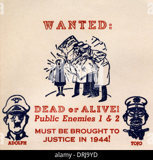 La DEUXIÈME GUERRE MONDIALE - Wanted ! Hitler et l'amiral Tojo- enveloppe Premier Jour Banque D'Images