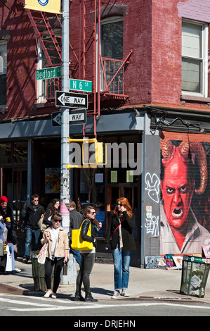 Brooklyn Williamsburg quartier des gens Bedford Avenue Banque D'Images