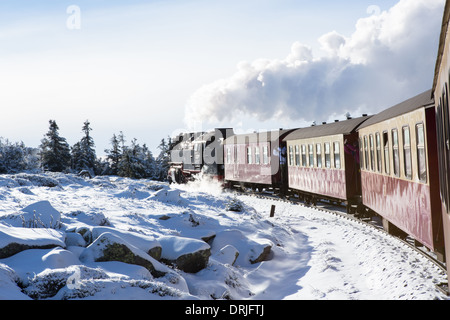 Le chemin de fer à vapeur, Brocken Harz, Allemagne Banque D'Images