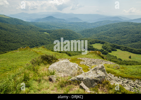 Vue sur la vallée de Bieszczady Pologne Banque D'Images