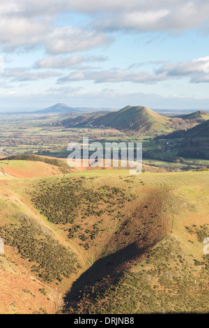 Dans Bodbury à la colline vers le lointain et Lawley, Telford près de Wrekin de Long Mynd, Shropshire, England, UK Banque D'Images