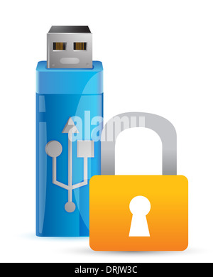 Lecteur flash USB Cadenas et clé comme illustration design Banque D'Images