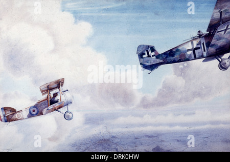 Combat entre des avions allemands et britanniques, WW1 Banque D'Images