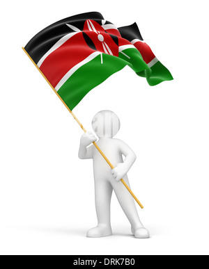 L'homme et le Kenya drapeau (chemin inclus) Banque D'Images