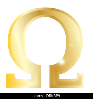 Omega- une lettre de l'alphabet grec isolé sur un fond blanc. Banque D'Images