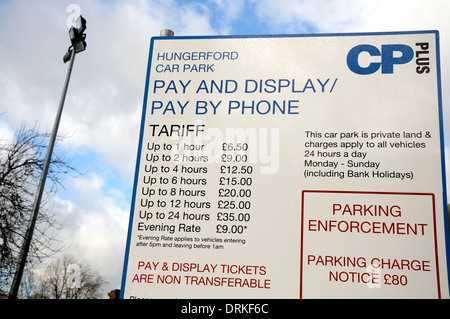 Londres, Angleterre, Royaume-Uni. Les frais de stationnement de voiture à Hungerford Parking sur la rive sud Banque D'Images