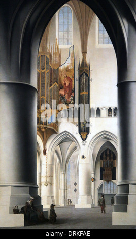 Intérieur de l'église Saint-Bavon à Haarlem (1636), chef-d'œuvre du célèbre peintre architectural néerlandais de l'âge d'or Pieter Jansz.Saenredam (1597-1665). Banque D'Images