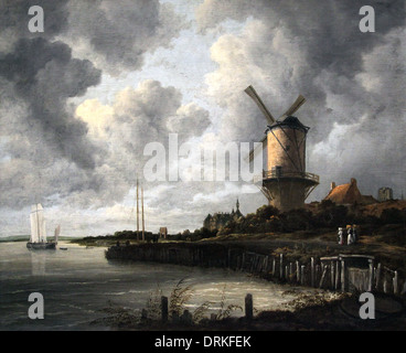 Moulin à Wijk bij Duurstede par Jacob Isaacksz. Van Ruisdael, 1668-1670 peintre néerlandais. Banque D'Images