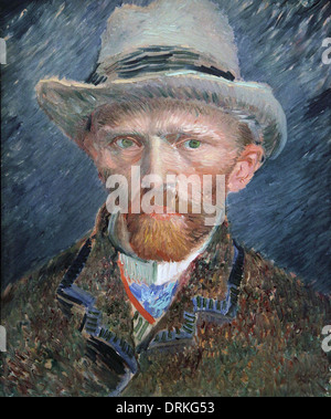 Autoportrait avec chapeau de feutre gris (1887), huile sur toile du maître post-impressionniste néerlandais Vincent van Gogh. Banque D'Images
