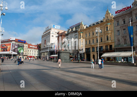 La place Ban Jelačić, Zagreb, Croatie Banque D'Images