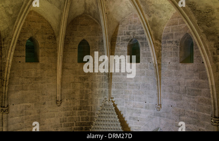 L'intérieur de la Tour de Constance - une tour dans la ville fortifiée de Aiguës-Mortes France détail de plafond et de construction des tours Banque D'Images