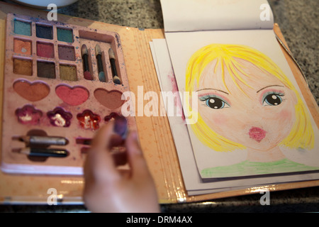 L'utilisation de Make Up Girl Coloring Book Banque D'Images