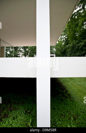 Farnsworth House, Plano, États-Unis. Architecte : Ludwig Mies van der Rohe, 1951. Détail de la Farnsworth House. Banque D'Images