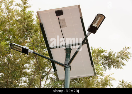 Une lumière de rue solaire à Bangalore, Inde. Banque D'Images