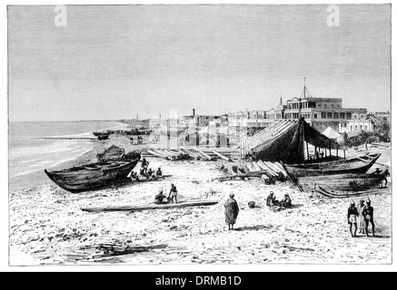 Madras. Vue prise de la jetée avant la construction du port vers 1880 Banque D'Images