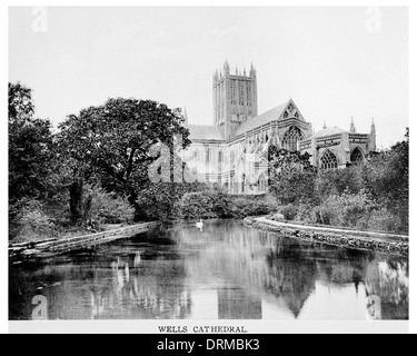 La cathédrale de Wells Somerset photographié vers 1910 Banque D'Images