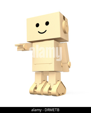 Carton mignon robot sur fond blanc Banque D'Images