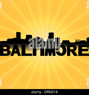 Baltimore skyline reflète avec sunburst illustration Banque D'Images