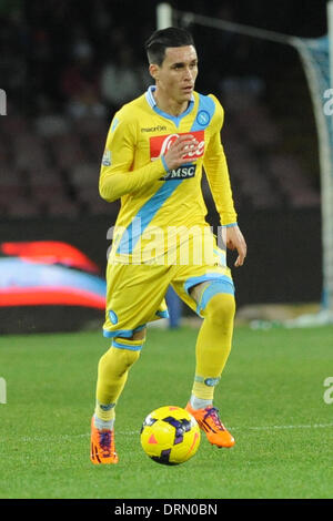 Le 29 janvier, 2014 - Naples, Italie - Naples, Italie - 29 janvier, 2014.Jose Callejon de SSC Napoli en action au cours de Football / Soccer : italien TIM Cup match entre SSC Napoli et SS Lazio au Stadio San Paolo de Naples, Italie. (Crédit Image : © Franco Romano/NurPhoto ZUMAPRESS.com) / Banque D'Images