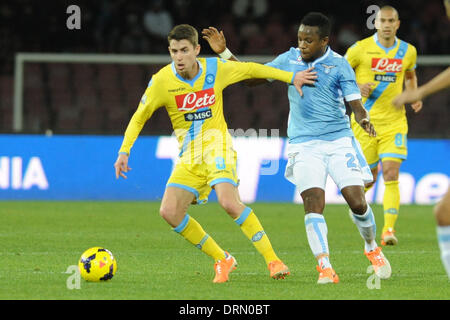 Le 29 janvier, 2014 - Naples, Italie - Naples, Italie - 29 janvier, 2014. Jorginho de SSC Napoli en action au cours de Football / Soccer : italien TIM Cup match entre SSC Napoli et SS Lazio au Stadio San Paolo de Naples, Italie. (Crédit Image : © Franco Romano/NurPhoto ZUMAPRESS.com) / Banque D'Images