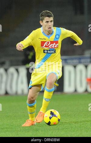 Le 29 janvier, 2014 - Naples, Italie - Naples, Italie - 29 janvier, 2014. Jorginho de SSC Napoli en action au cours de Football / Soccer : italien TIM Cup match entre SSC Napoli et SS Lazio au Stadio San Paolo de Naples, Italie. (Crédit Image : © Franco Romano/NurPhoto ZUMAPRESS.com) / Banque D'Images