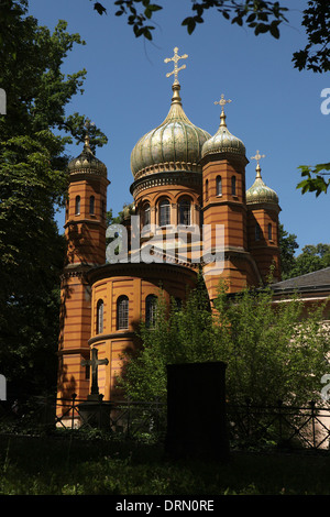 Chapelle Orthodoxe Russe construite en 1860 pour la grande-duchesse Maria Pavlovna de Russie au cimetière historique de Weimar, Allemagne. Banque D'Images