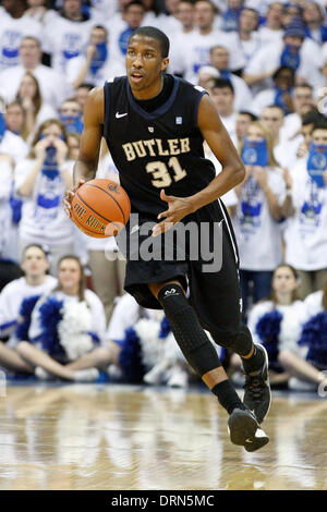 Newark, New Jersey, USA. 29 janvier, 2014. Les Bulldogs de Butler avant Kameron Woods (31) en action au cours de la jeu de basket-ball de NCAA entre les Bulldogs de Butler et la Seton Hall Pirates au Prudential Center de Newark, New Jersey. © csm/Alamy Live News Banque D'Images