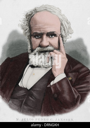 Pierre Janssen (1824-1907). L'astronome français. Gravure de Capuz espagnole et américaine dans l'Illustration, 1892. De couleur. Banque D'Images