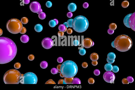 Sphères de verre sur fond noir Banque D'Images