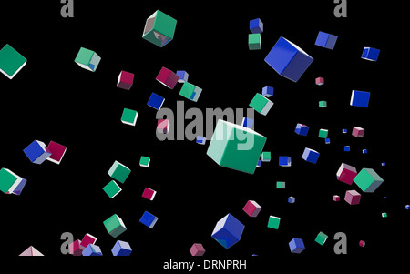 Multi-colored cubes abstrait sur fond noir Banque D'Images