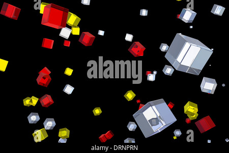 Multi-colored cubes abstrait sur fond noir Banque D'Images