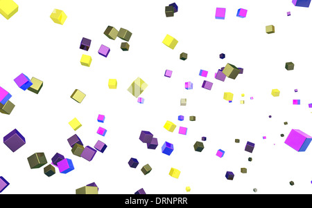 Multi-colored cubes abstrait sur fond blanc Banque D'Images