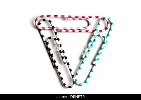 Trois trombones multicolores Banque D'Images