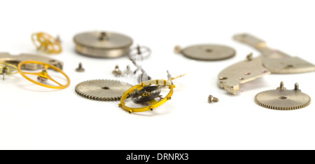 Clockwork détails sur un papier blanc Banque D'Images