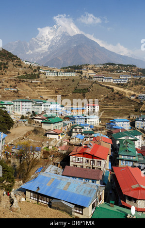 Namche Bazar, la capitale de la région de Khumbu au Népal Banque D'Images