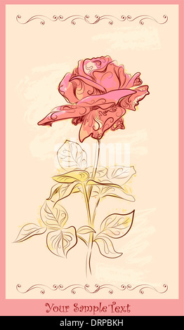 Carte de vœux avec rose vintage Banque D'Images