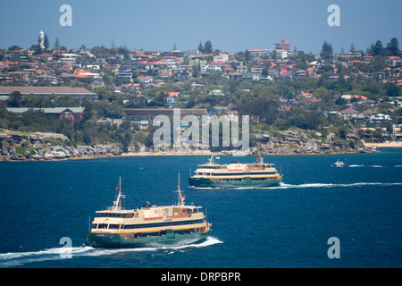 Manly ferries traverser près de la tête du Port de Sydney, Nouvelle Galles du Sud Sydney NSW Australie Banque D'Images