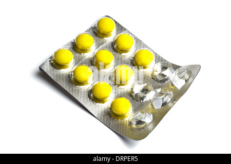 Yellow Pills isolated on white Banque D'Images