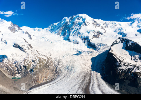 Gornergrat massif et le glacier du Gorner, Gornergletscher, au-dessus de Zermatt dans les Alpes Suisses, Suisse Banque D'Images