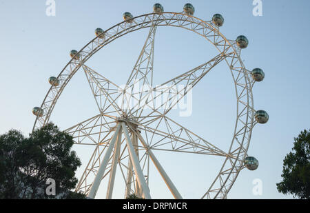 Melbourne, Australie. 30 janvier 2014. La star de Melbourne (auparavant le Sud de l'étoile) est une grande roue dans la ville au bord de l'eau dans le quartier des docks de la cité de Melbourne, capitale de l'état de Victoria, Australie. Il est de 120 m (394 pi) de hauteur et possède sept rayons, reflétant les sept branches du drapeau australien. Credit : Dunrobin Studios/Alamy Live News Banque D'Images