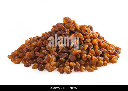 Raisins secs Sultana isolated on white Banque D'Images