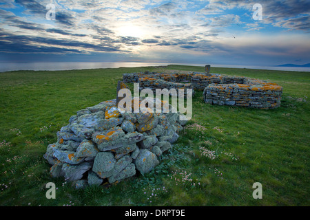 Vestiges d'un monastère du 6ème siècle sur l'île Inishmurray, Comté de Sligo, Irlande. Banque D'Images
