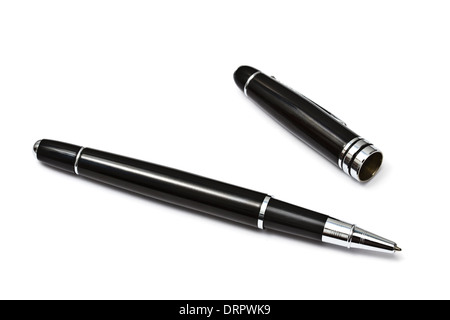 Stylo à bille noir Isolated On White Banque D'Images