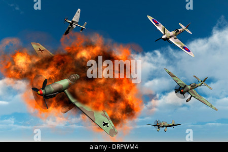 Un Spitfire de la RAF allemande attaque Stukas..2. Banque D'Images