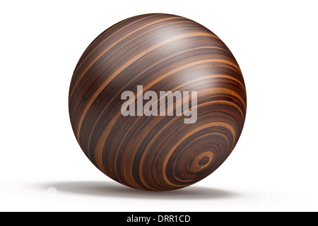 Des formes géométriques en bois sphere isolé sur fond blanc Banque D'Images
