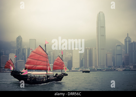 Voilier de style chinois à Hong Kong Banque D'Images